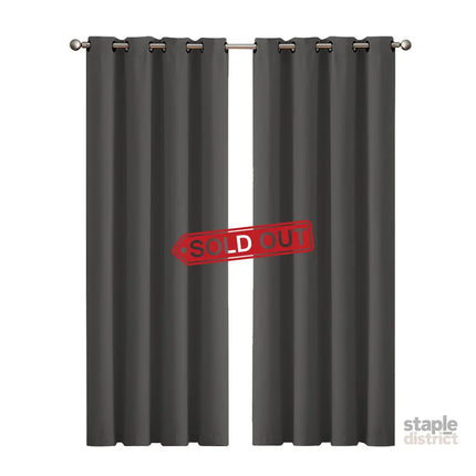 2x Blockout Curtains Panels 3 Layers Charcoal-2029387283727257600