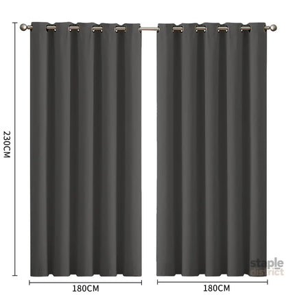 2x Blockout Curtains Panels 3 Layers Charcoal-2029387284243156994