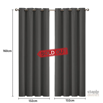 2x Blockout Curtains Panels 3 Layers Charcoal-2029387283727257602