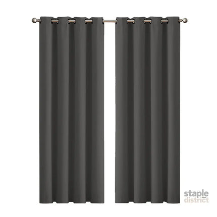 2x Blockout Curtains Panels 3 Layers Charcoal CD1003-132X213-GR-2029387283907612672