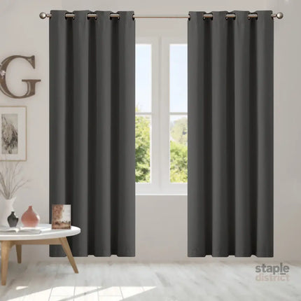 2x Blockout Curtains Panels 3 Layers Charcoal CD1003-132X213-GR-2029387283907612678