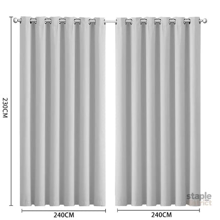 2x Blockout Curtains Panels 3 Layers Grey-2006733253398106114