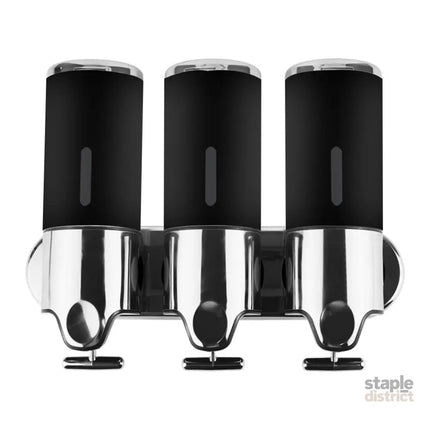 3 Bottles Bathroom Shower Soap Dispenser Black-2018816652975673345