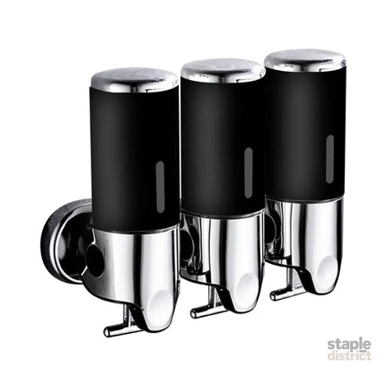 3 Bottles Bathroom Shower Soap Dispenser Black-2018816652975673344