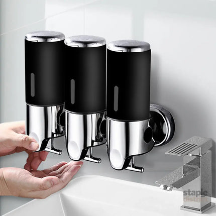 3 Bottles Bathroom Shower Soap Dispenser Black-2018816652975673350
