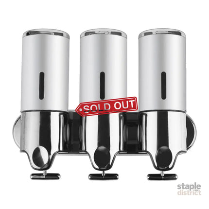 3 Bottles Bathroom Shower Soap Dispenser Silver-2029387262189506561