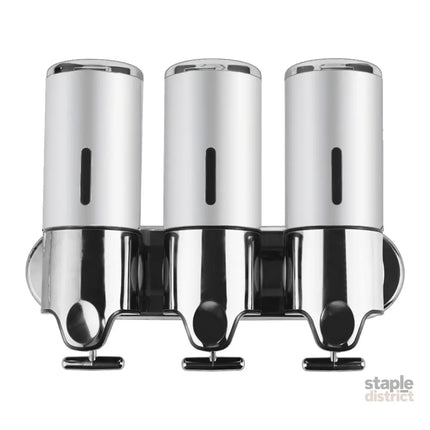 3 Bottles Bathroom Shower Soap Dispenser Silver-2029387262189506561