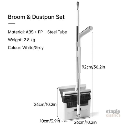 3 in1 Broom Set for Winnowing Brushing Handheld Cleaning Tool Home Kitchen Floor - Grey - Commercial > Commercial