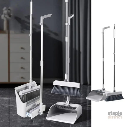 3 in1 Broom Set for Winnowing Brushing Handheld Cleaning Tool Home Kitchen Floor - Grey - Commercial > Commercial