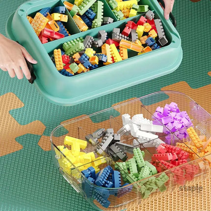 3-Layer Stackable Storage Box for Building Blocks Toy Organizer with Sorting Trays - Green - Baby & Kids > Kid’s