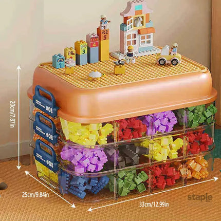 3-Layer Stackable Storage Box for Building Blocks Toy Organizer with Sorting Trays - Green - Baby & Kids > Kid’s