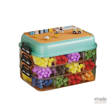 3-Layer Stackable Storage Box for Building Blocks Toy Organizer with Sorting Trays - Orange - Baby & Kids > Kid’s