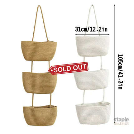 3 Layer Wall Mounted Storage Basket Hanging Organizer Rack for Household Items - Brown - Baby & Kids > Kid’s Furniture