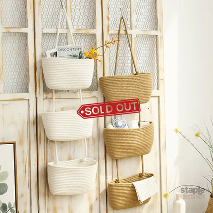 3 Layer Wall Mounted Storage Basket Hanging Organizer Rack for Household Items - White - Baby & Kids > Kid’s Furniture
