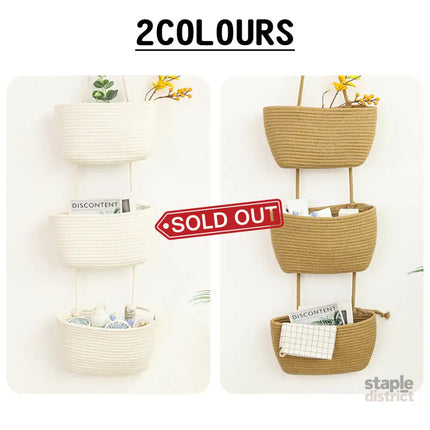 3 Layer Wall Mounted Storage Basket Hanging Organizer Rack for Household Items - White - Baby & Kids > Kid’s Furniture