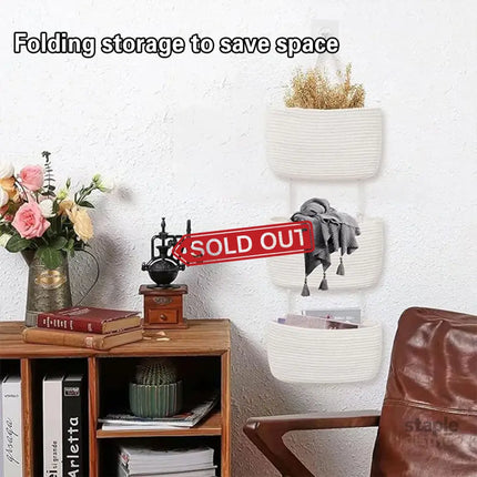 3 Layer Wall Mounted Storage Basket Hanging Organizer Rack for Household Items - White - Baby & Kids > Kid’s Furniture