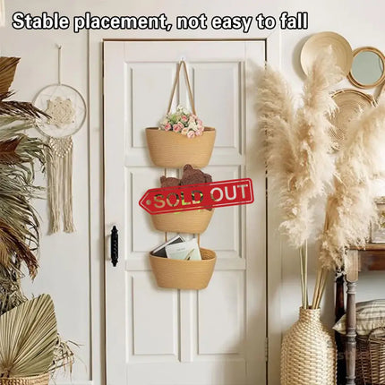 3 Layer Wall Mounted Storage Basket Hanging Organizer Rack for Household Items - White - Baby & Kids > Kid’s Furniture