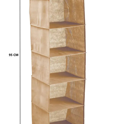 3 Pack 5-Tier Shelf Hanging Closet Organizer and Storage for Clothes (Beige)-2042061538541572104