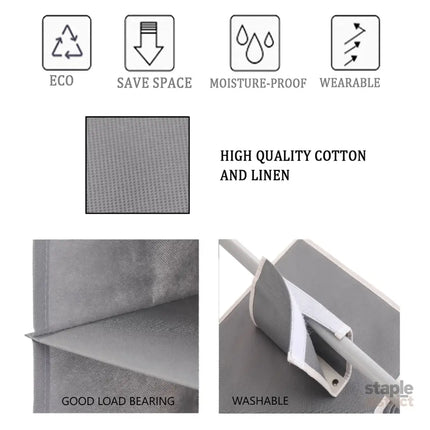 3 Pack 5-Tier Shelf Hanging Closet Organizer and Storage for Clothes (Grey)-2042061538344439812
