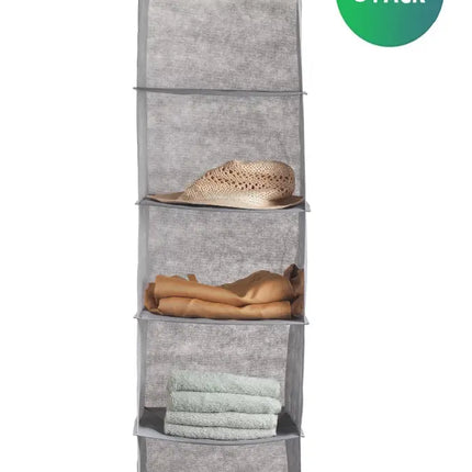 3 Pack 5-Tier Shelf Hanging Closet Organizer and Storage for Clothes (Grey)-2042061538344439817