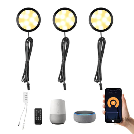 3 Pack Smart Under Cabinet Lights Hardwired,Dimmable LED Light for Kitchen Under Cabinet with Alexa Google Remote APP