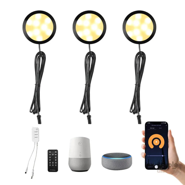 3 Pack Smart Under Cabinet Lights Hardwired,Dimmable LED Light for Kitchen Under Cabinet with Alexa Google Remote APP