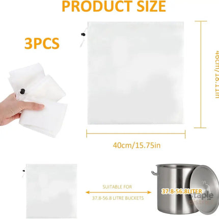 3 pieces - Filter bags - Brew filter bags - Brew bags - Filter Mesh Bags - Strainer cloth - Drawstring filter bags