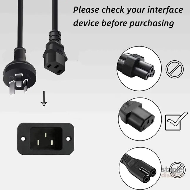 3 Prong Australia Plug 18 AWG Power Cord 1.5M - Electronics > Computer Accessories > Computer Cables & Adapters