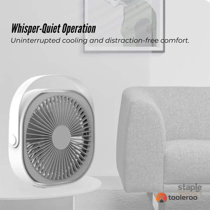 3-Speed USB 20cm Desktop Fan - Quiet Portable Lightweight Rechargeable Cooler - Appliances > Fans > Portable Fans
