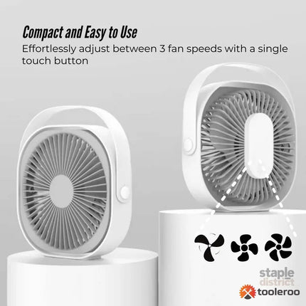 3-Speed USB 20cm Desktop Fan - Quiet Portable Lightweight Rechargeable Cooler - Appliances > Fans > Portable Fans