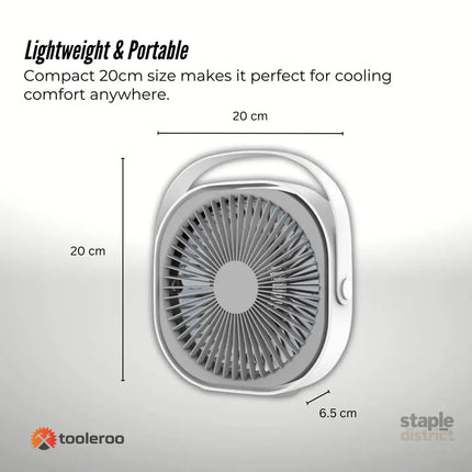 3-Speed USB 20cm Desktop Fan - Quiet Portable Lightweight Rechargeable Cooler - Appliances > Fans > Portable Fans