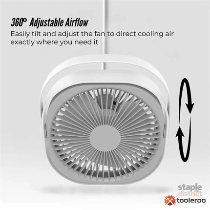 3-Speed USB 20cm Desktop Fan - Quiet Portable Lightweight Rechargeable Cooler - Appliances > Fans > Portable Fans