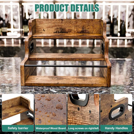 CARLA HOME 3-Tier Liquor Bottle Display Shelf Rack Bar Organizer for Whiskey Wine Coffee Syrups Spirits & Bottles