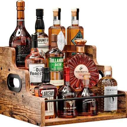 CARLA HOME 3-Tier Liquor Bottle Display Shelf Rack Bar Organizer for Whiskey Wine Coffee Syrups Spirits & Bottles