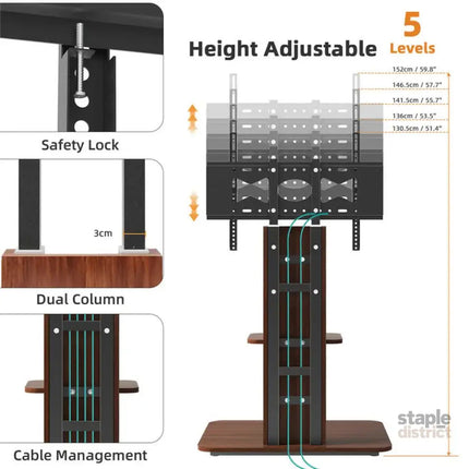32’’-65’’ Tv Floor Stand Adjustable Corner Tv Mount Bracket With Sturdy Wood Base - Appliances > TV > TVs & Accessories