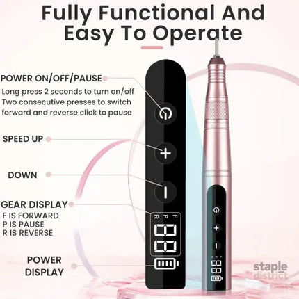 35000RPM Cordless Nail Drill Kit LED Pink - Occasions > Wedding Accessories > Other Wedding Decorations