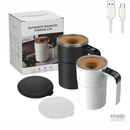 380ML Self-Stirring Electric Coffee Mug Black and White Cup - Appliances > Kitchen Appliances > Coffee Machines &