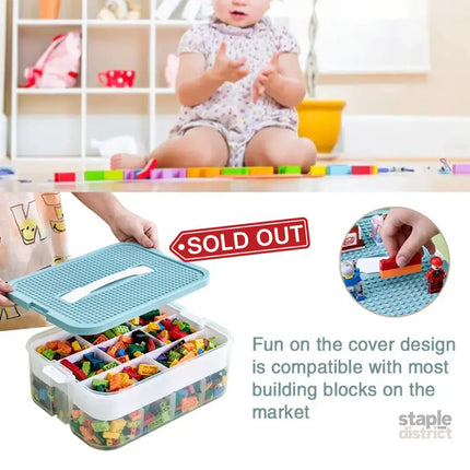 3Layer Storage Box Large Capacity Toy Organizer Building Block Storage Container - Green - Baby & Kids > Kid’s