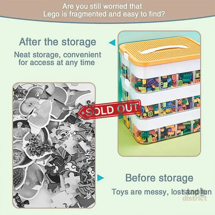 3Layer Storage Box Large Capacity Toy Organizer Building Block Storage Container - Green - Baby & Kids > Kid’s