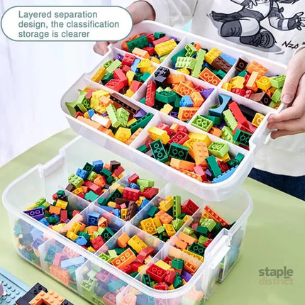 3Layer Storage Box Large Capacity Toy Organizer Building Block Storage Container - Yellow - Baby & Kids > Kid’s