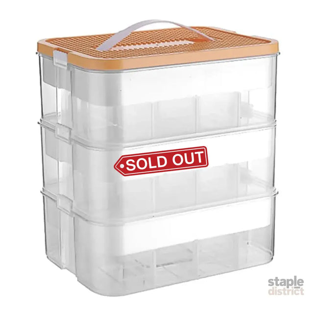 3Layer Storage Box Large Capacity Toy Organizer Building Block Storage Container - Yellow - Baby & Kids > Kid’s