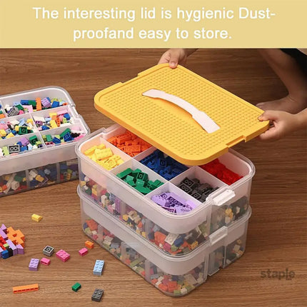 3Layer Storage Box Large Capacity Toy Organizer Building Block Storage Container - Yellow - Baby & Kids > Kid’s