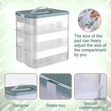 3Layer Storage Box Large Capacity Toy Organizer Building Block Storage Container - Yellow - Baby & Kids > Kid’s