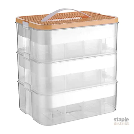 3Layer Storage Box Large Capacity Toy Organizer Building Block Storage Container - Yellow - Baby & Kids > Kid’s