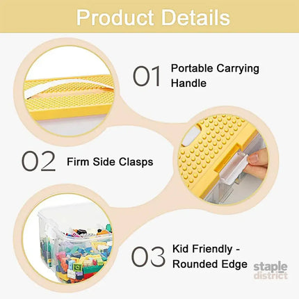 3Layer Storage Box Large Capacity Toy Organizer Building Block Storage Container - Yellow - Baby & Kids > Kid’s