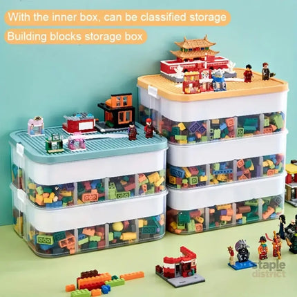 3Layer Storage Box Large Capacity Toy Organizer Building Block Storage Container - Yellow - Baby & Kids > Kid’s