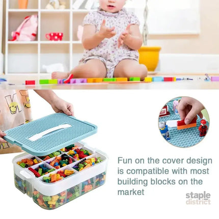 3Layer Storage Box Large Capacity Toy Organizer Building Block Storage Container - Yellow - Baby & Kids > Kid’s