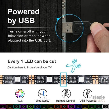 3M LED Strip Lights Rope Light for TV Gaming and Computer (Lights Strip App with Remote Control) - Appliances > TV >