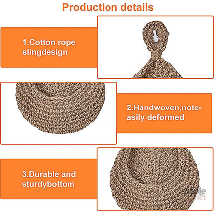 3pcs Boho Hanging Wall Baskets Woven Vegetable Fruit Storage Pouch Kitchen Decor - Baby & Kids > Kid’s Furniture > Toy