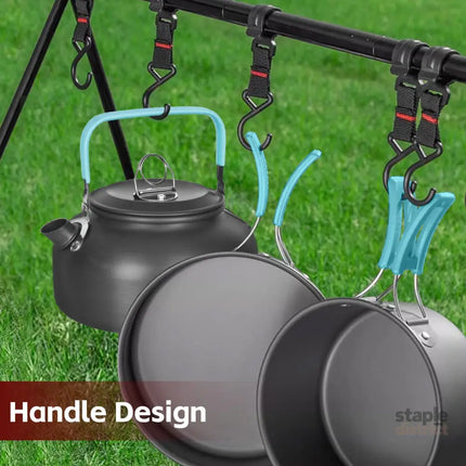 3Pcs Camping Cooking Set – Lightweight Anodised Aluminium Outdoor Cookware Kit with Heat-Resistant Handles - Outdoor